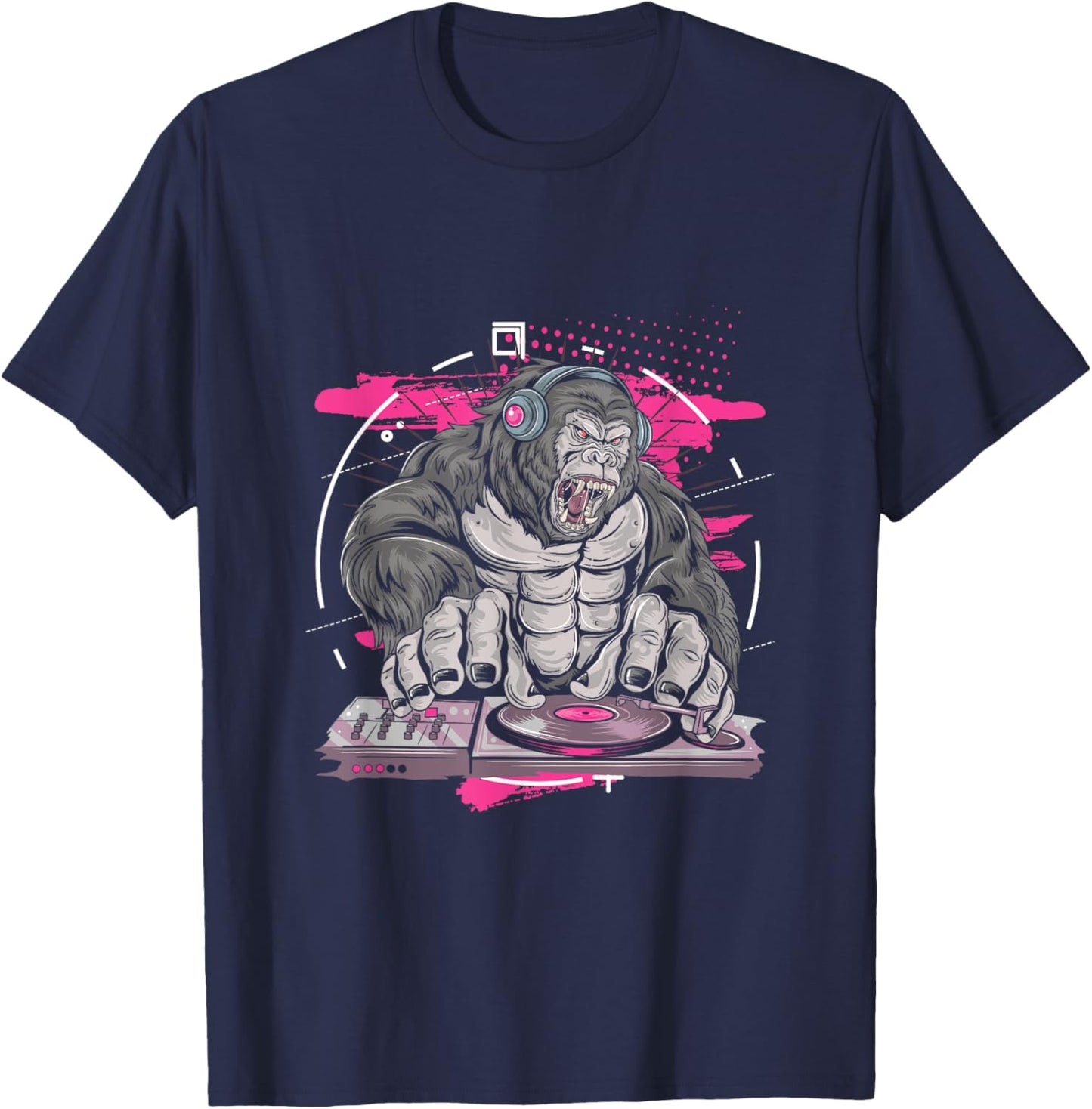 Disco Gorilla DJ Techno Monkey Sound Electric Music Gift T-Shirt - T-Shirt | Navy