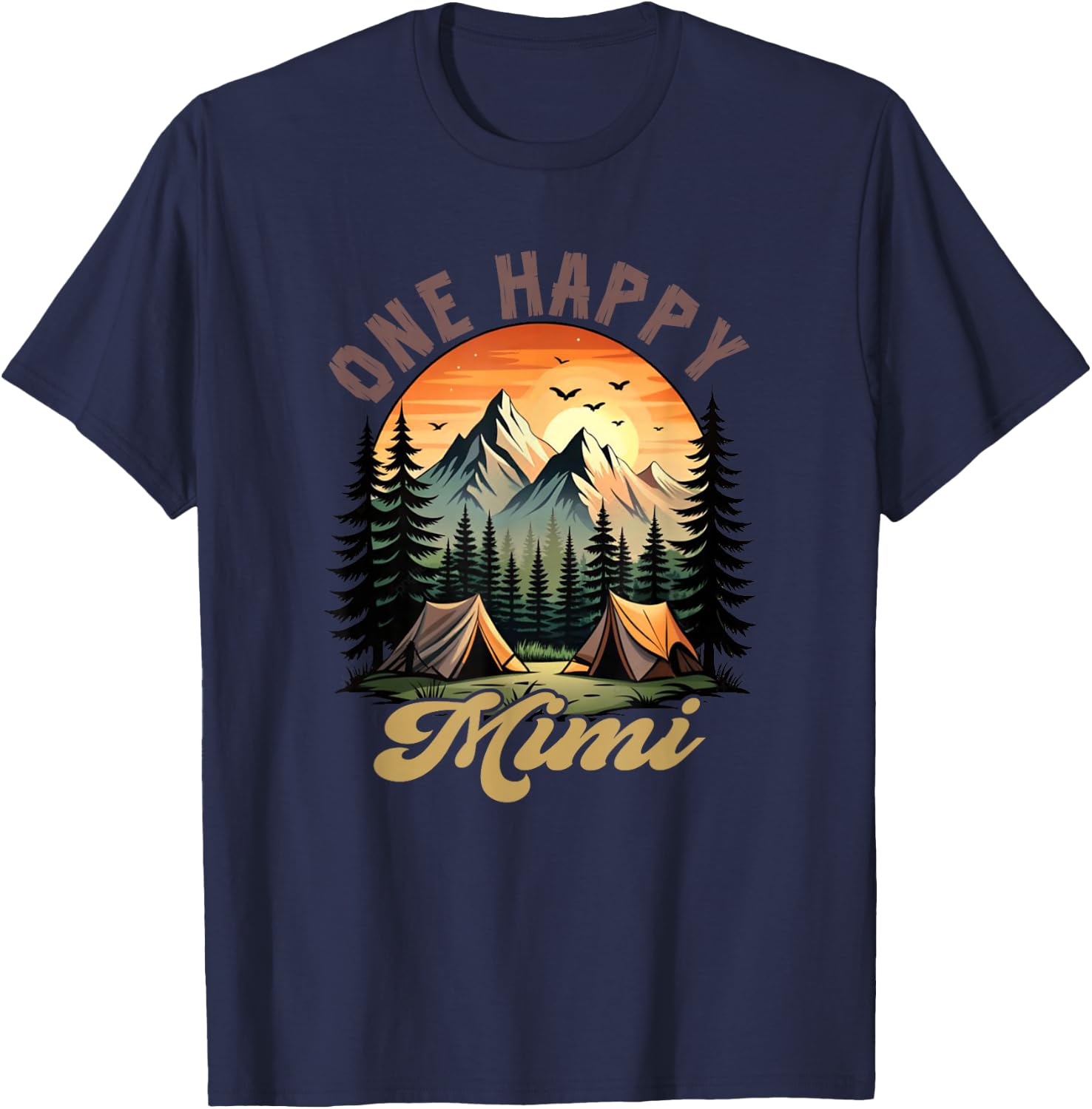 One Happy Mimi Camper 1St Birthday Camping Bear T-Shirt - T-Shirt | Navy