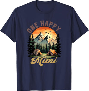 One Happy Mimi Camper 1St Birthday Camping Bear T-Shirt - T-Shirt | Navy