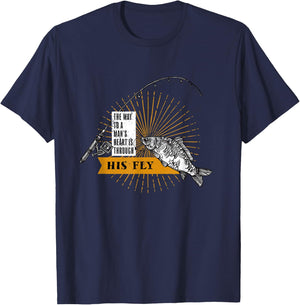 The Way To A Mans Heart Is Through His Fly, Keep It Reel T-Shirt - T-Shirt | Navy