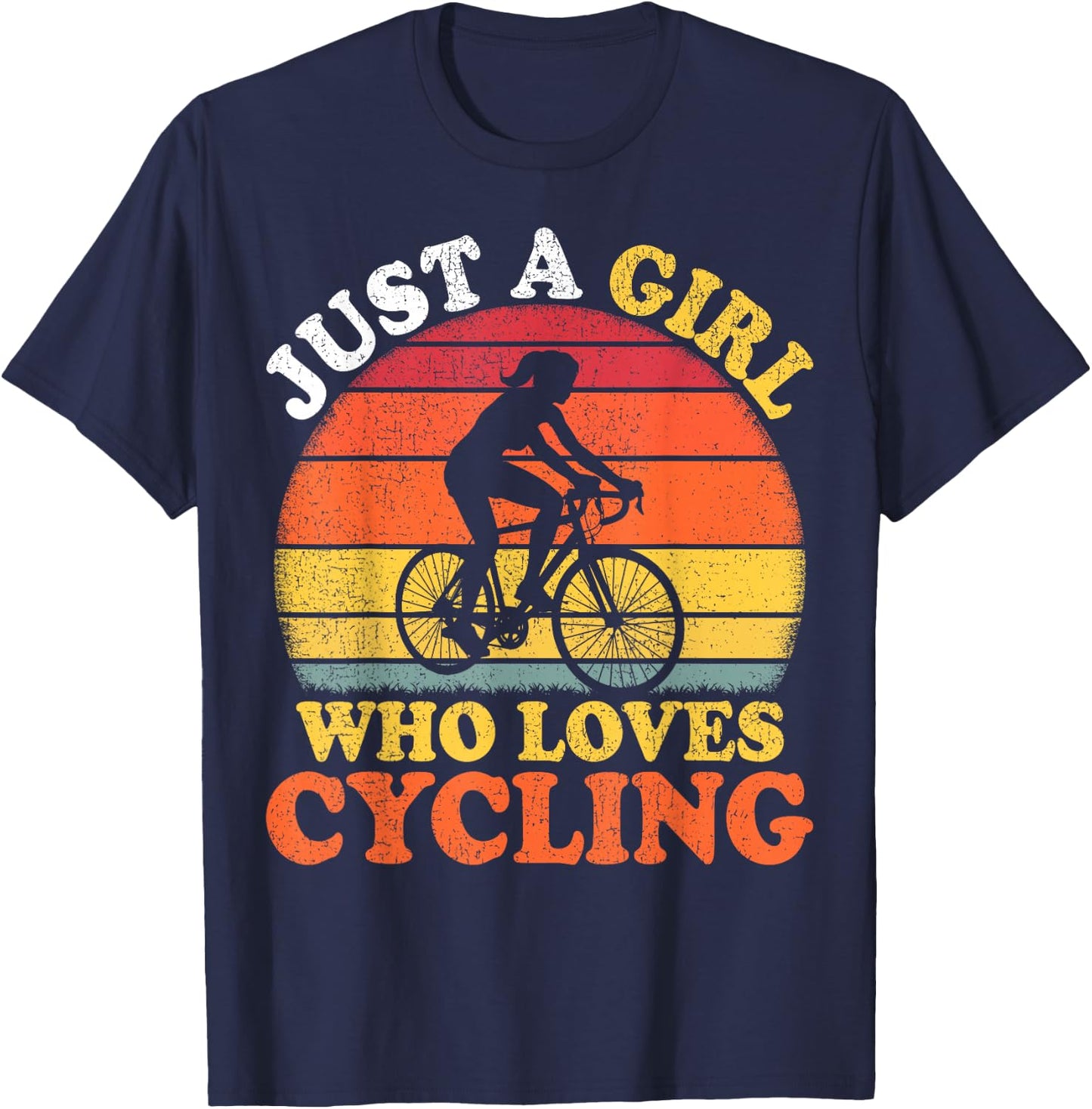 Cycling Lover Vintage Just A Girl Who Loves Cycling T-Shirt - T-Shirt | Navy