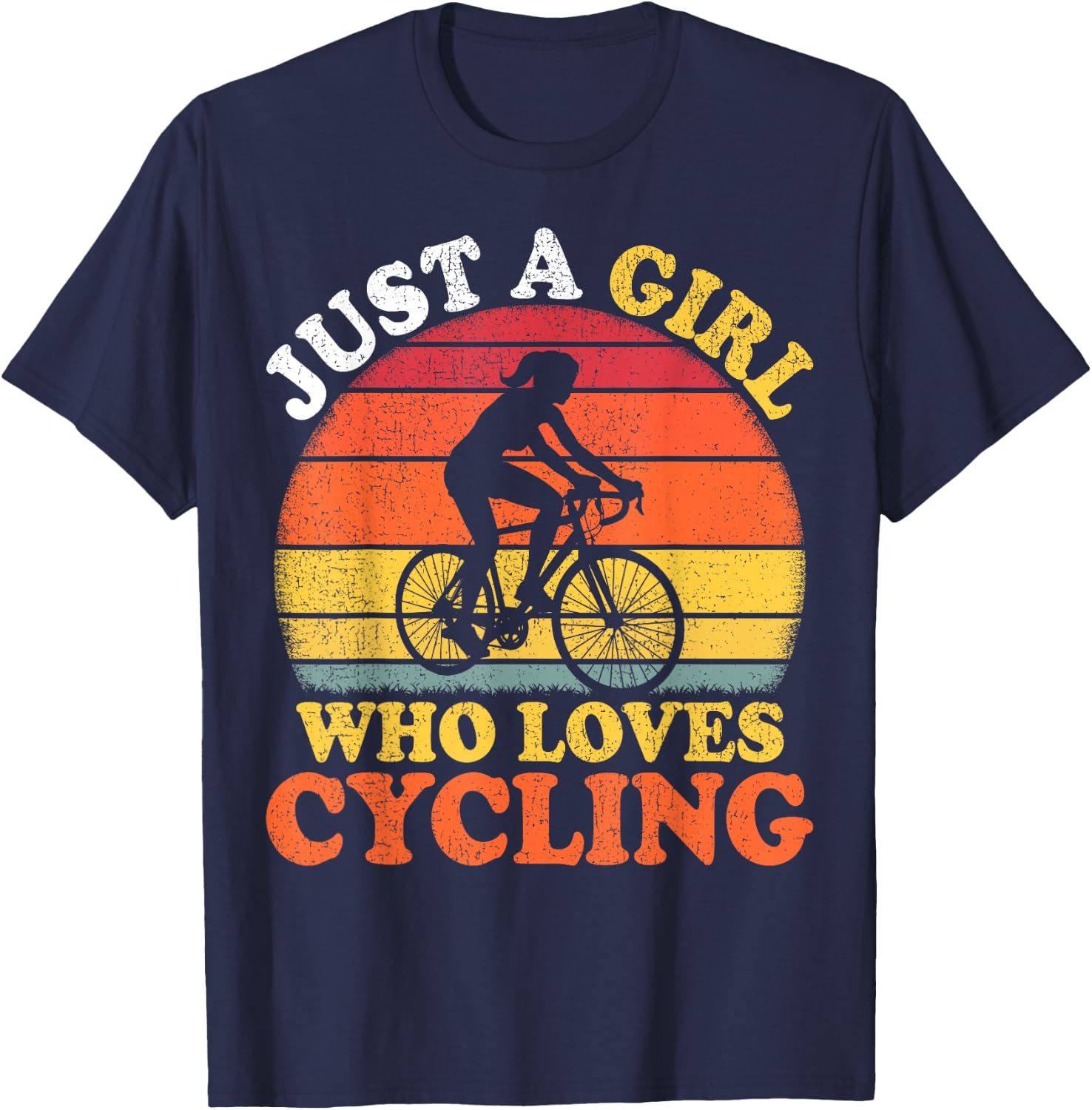 Cycling Lover Vintage Just A Girl Who Loves Cycling T-Shirt - T-Shirt | Navy