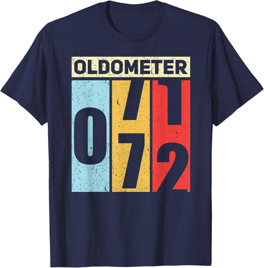 Oldometer 71-72 Funny 72nd Birthday Odometer Gift Oldometer T-Shirt - T-Shirt | Navy