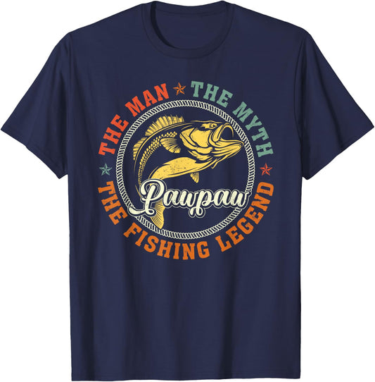 Pawpaw The Man The Myth Fishing Legend Fisherman Fathers Day T-Shirt - T-Shirt | Navy