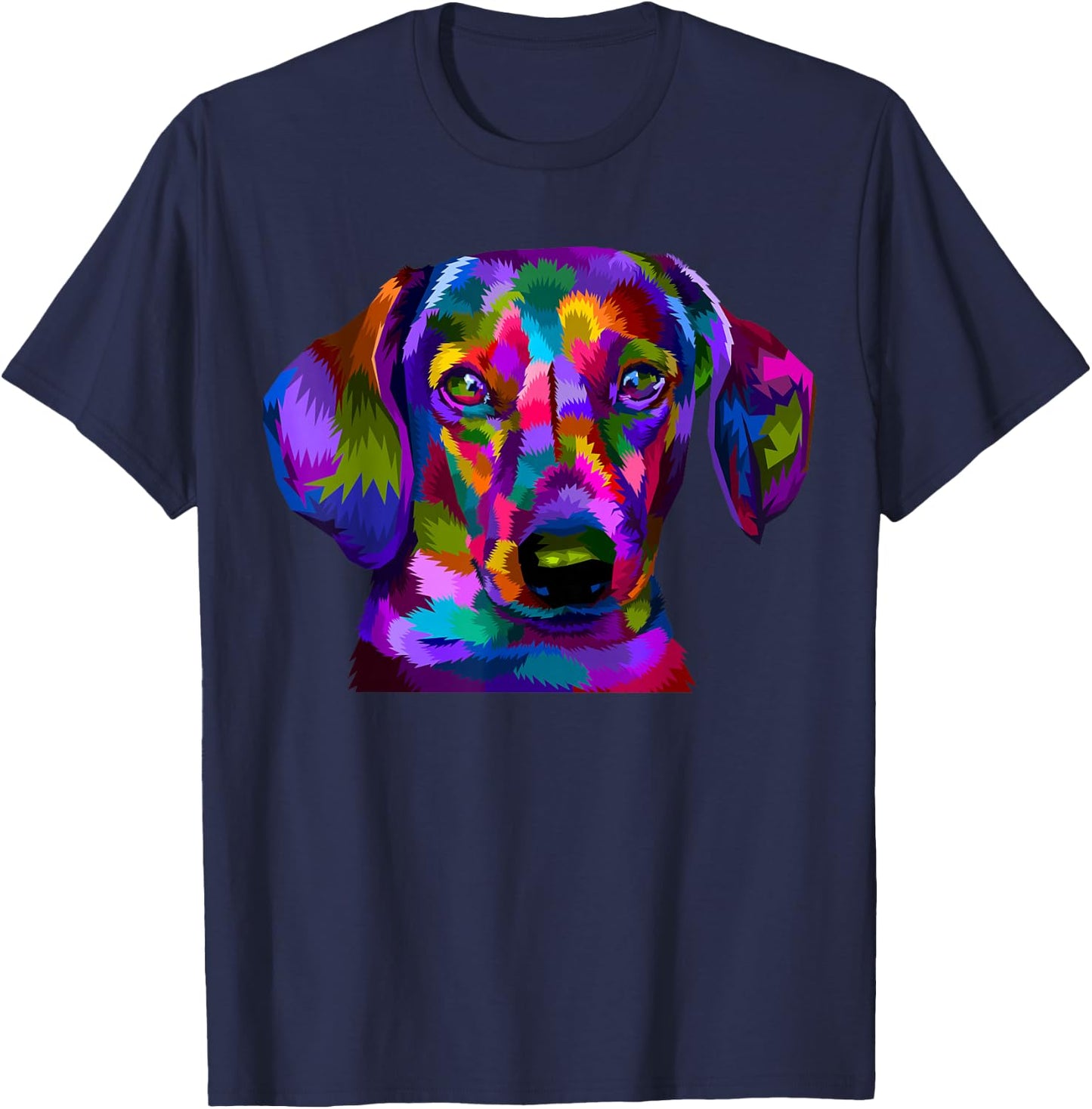 Dachshund Pop Art Portrait Colorful Art for Dog Owners T-Shirt - T-Shirt | Navy