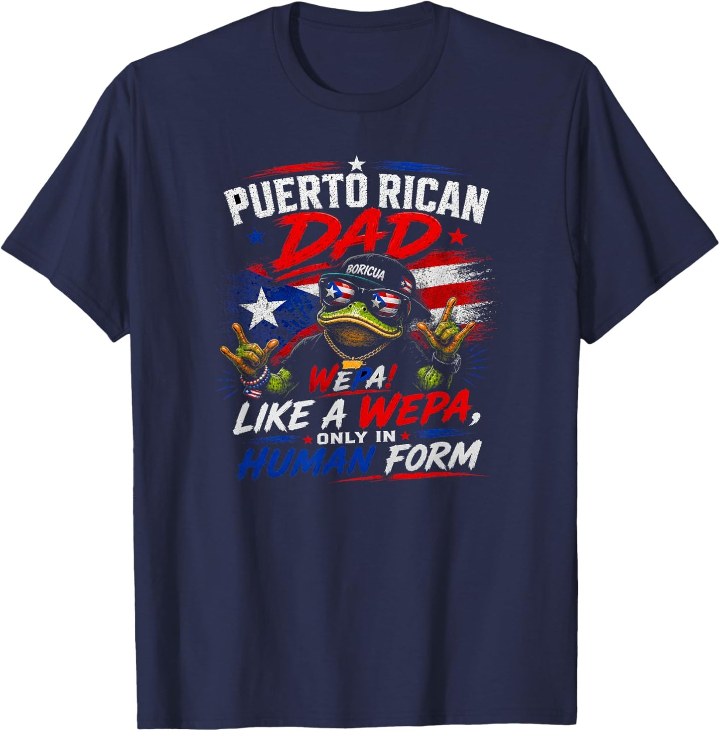 Proud Puerto Rican Father Boricua Legend Lifestyle Graphic T-Shirt - T-Shirt | Navy