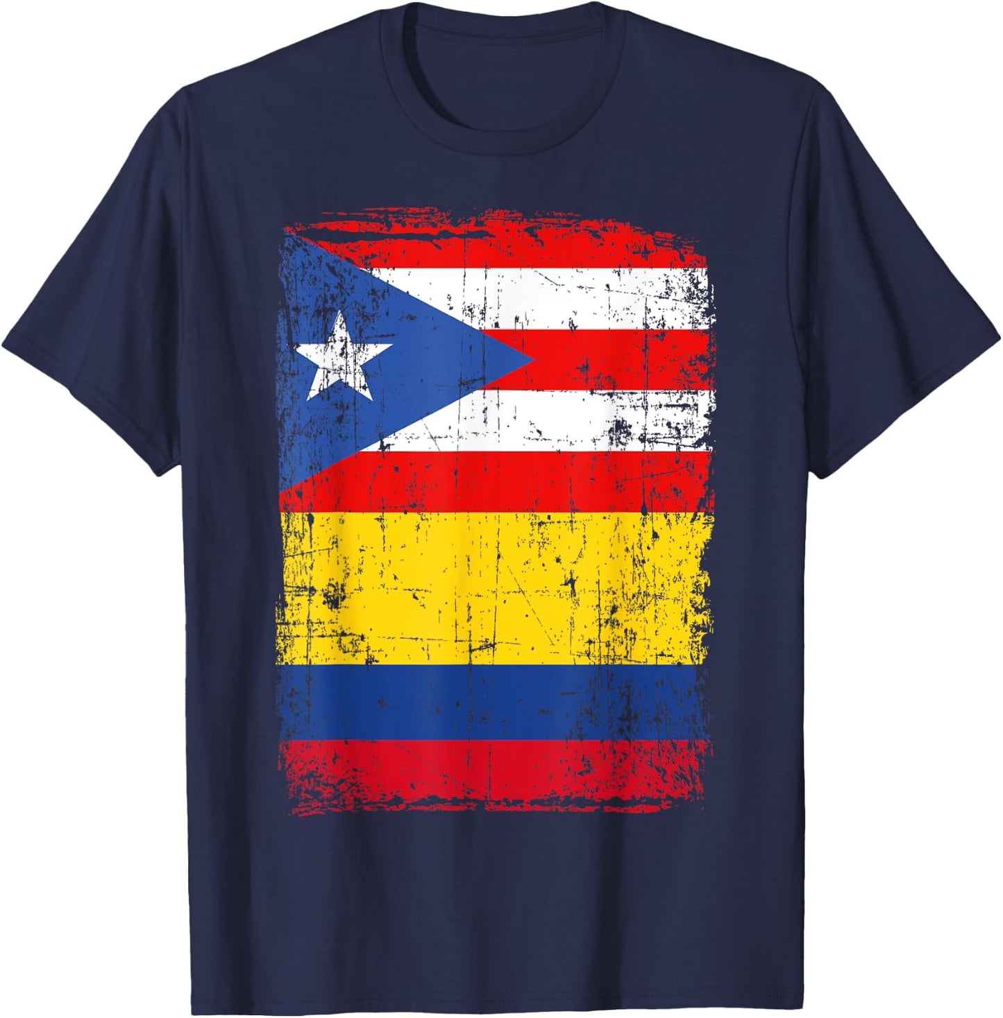 Colombian Puerto Rican Flag Vintage Colombia Rico T-Shirt - T-Shirt | Navy