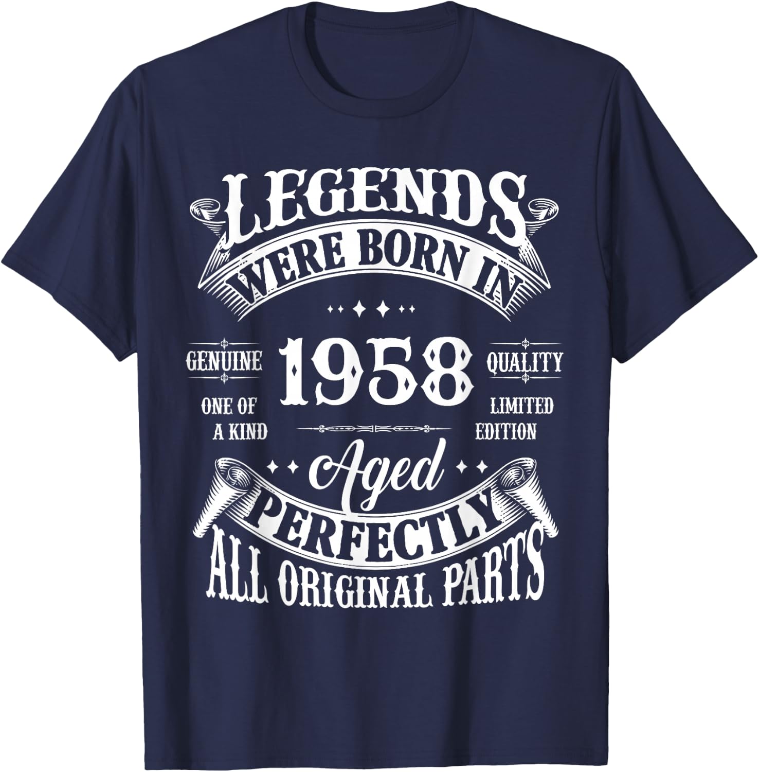 67th Birthday Vintage Legends Born in 1958 67 Years Old T-Shirt - T-Shirt | Navy