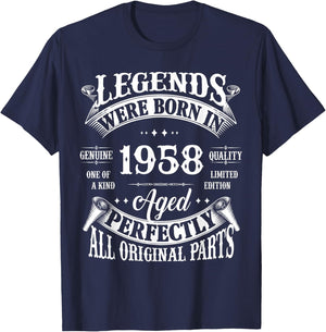 67th Birthday Vintage Legends Born in 1958 67 Years Old T-Shirt - T-Shirt | Navy