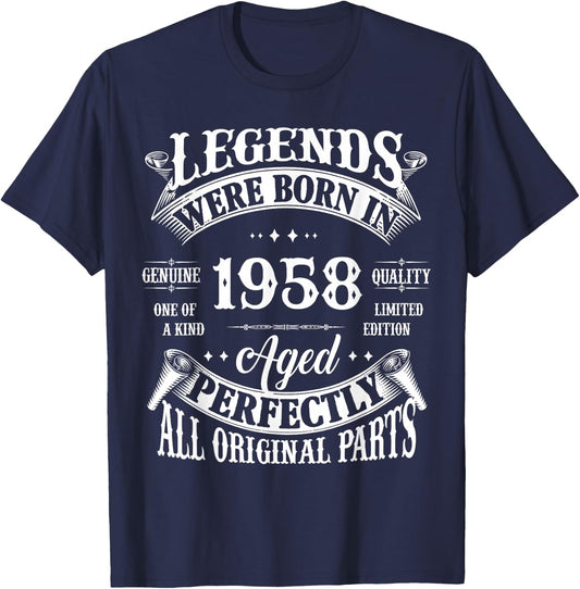 67th Birthday Vintage Legends Born in 1958 67 Years Old T-Shirt - T-Shirt | Navy