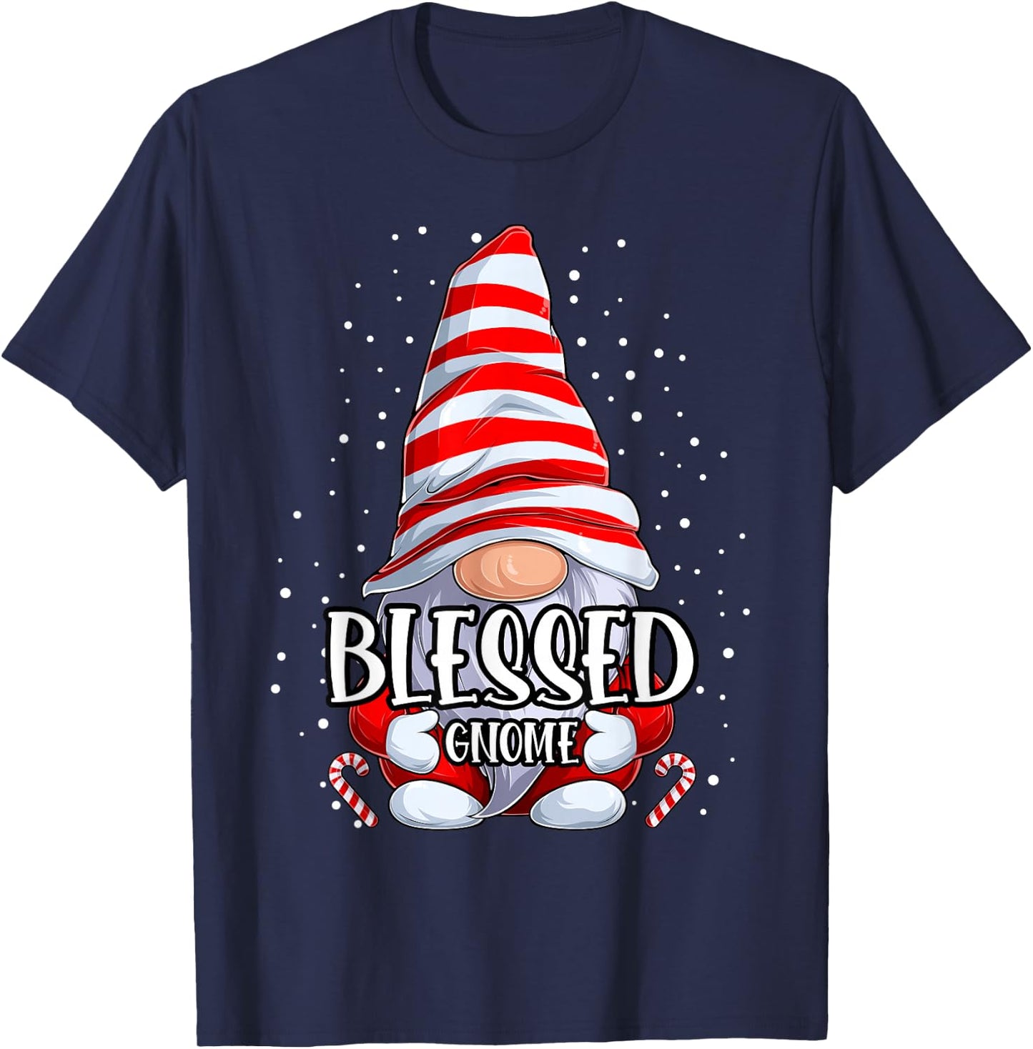 Blessed Gnome christmas pajamas matching family group T-Shirt - T-Shirt | Navy