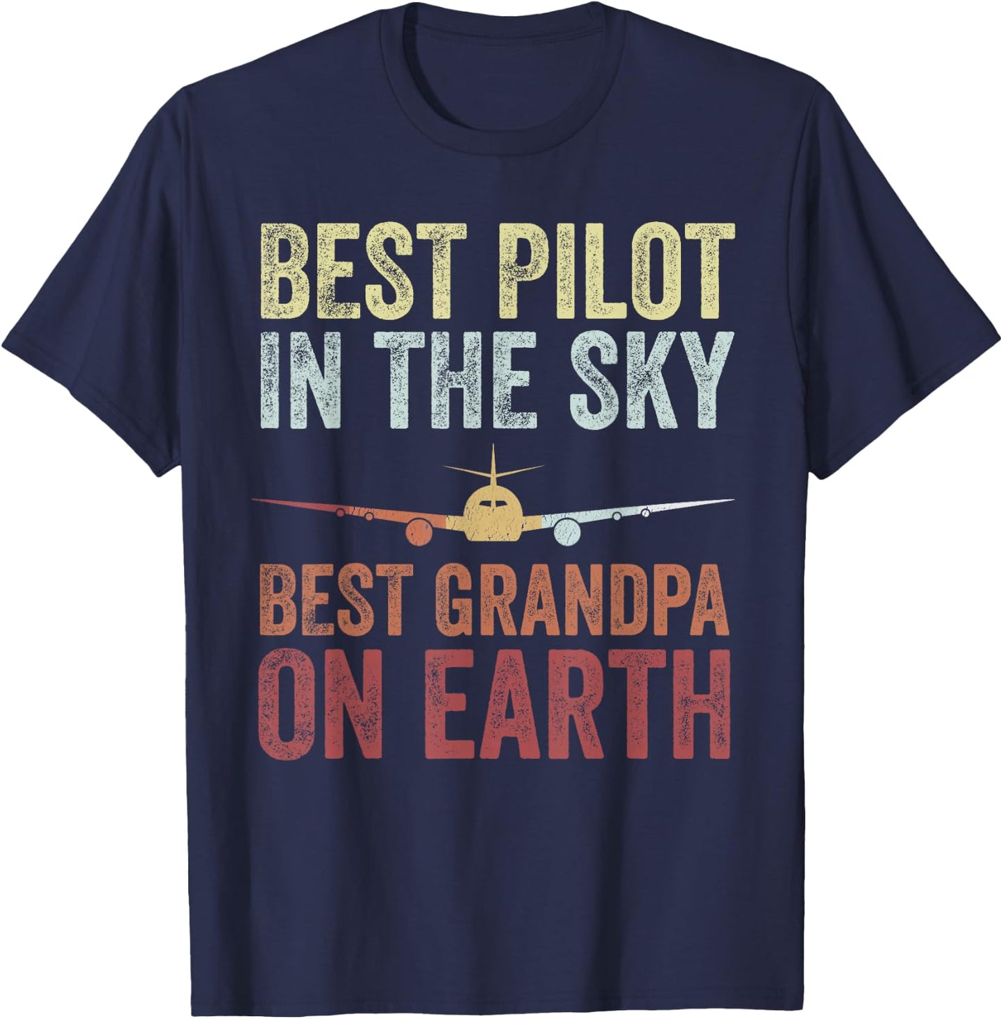 Pilot Grandpa Funny Flying Grandpa Retirement Aviator T-Shirt - T-Shirt | Navy
