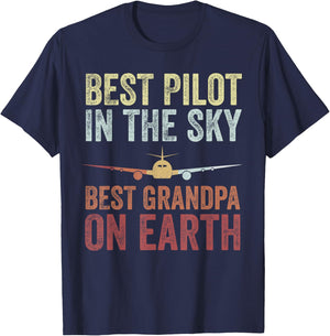 Pilot Grandpa Funny Flying Grandpa Retirement Aviator T-Shirt - T-Shirt | Navy