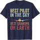 Pilot Grandpa Funny Flying Grandpa Retirement Aviator T-Shirt - T-Shirt | Navy