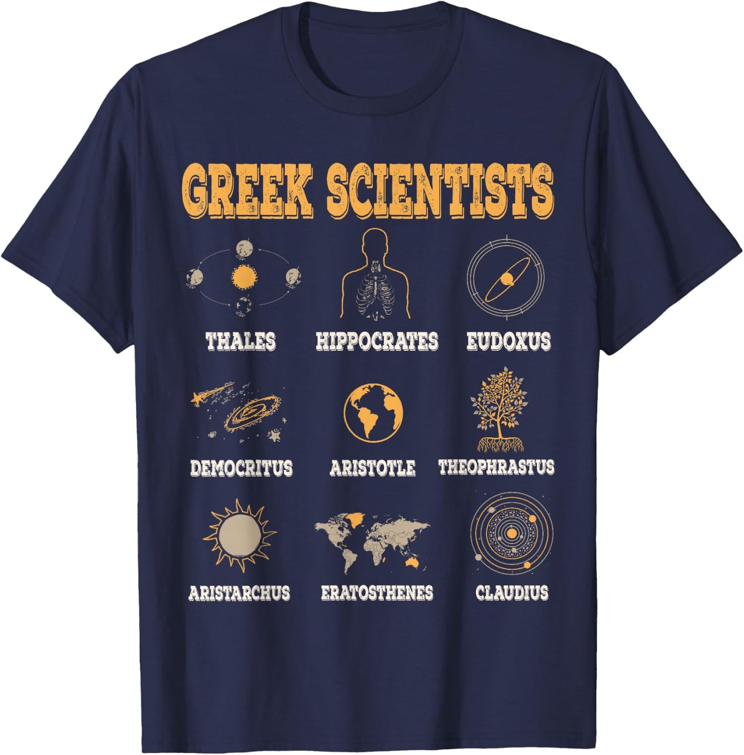 Greek Scientists Shirt, Aristotle & Thales Science T-Shirt - T-Shirt | Navy
