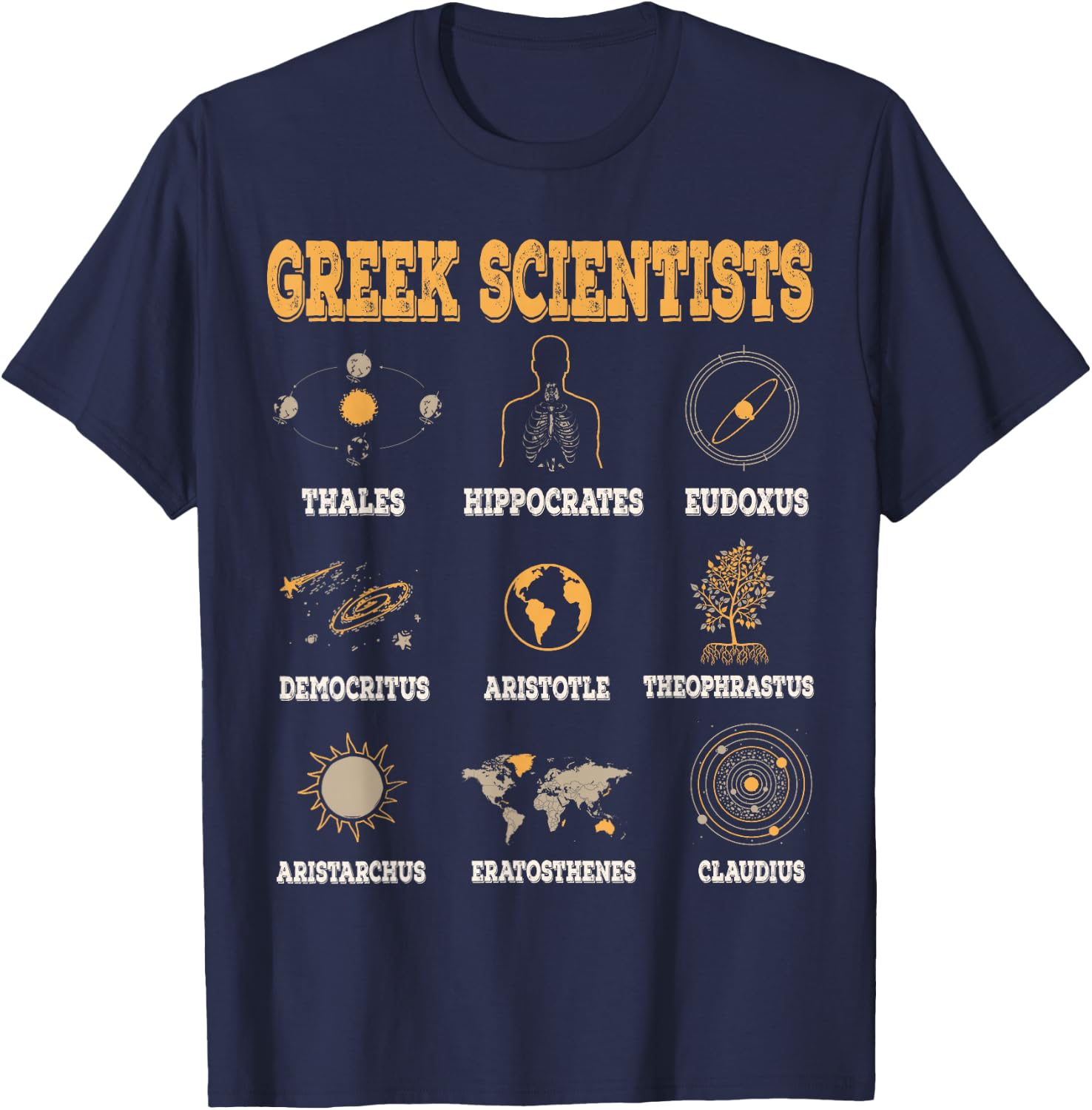 Greek Scientists Shirt, Aristotle & Thales Science T-Shirt - T-Shirt | Navy