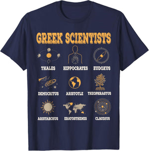 Greek Scientists Shirt, Aristotle & Thales Science T-Shirt - T-Shirt | Navy