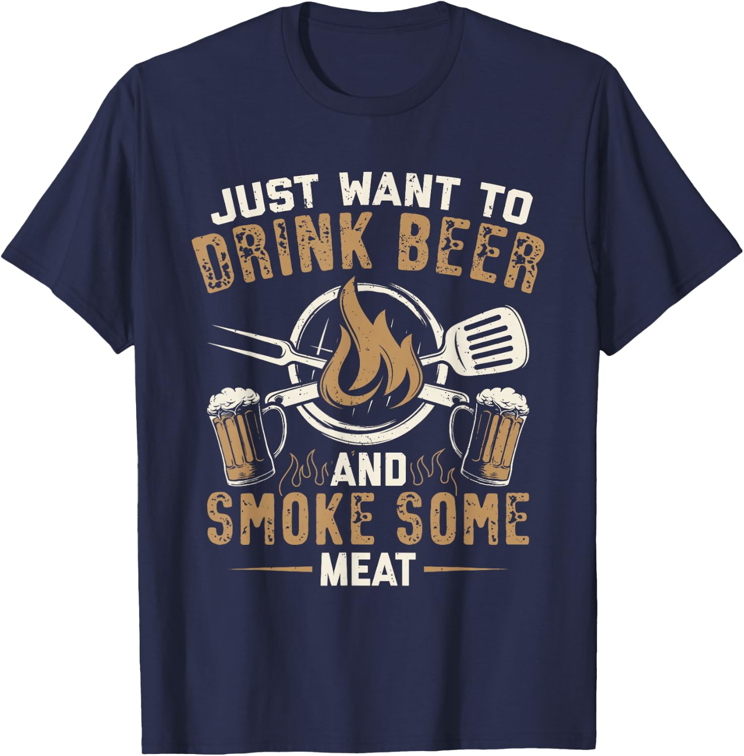 Funny BBQ Grill Chef Grilling Master Barbecue Lover BBQ T-Shirt - T-Shirt | Navy