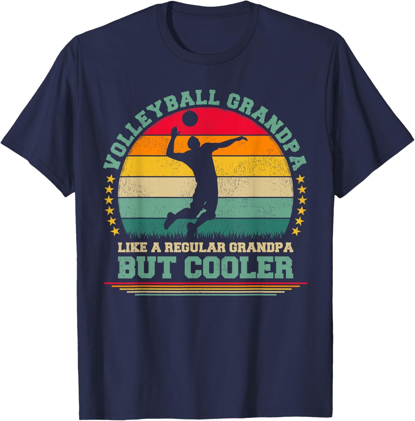 Funny Vintage Retro Volleyball Grandpa Father's Day T-Shirt - T-Shirt | Navy
