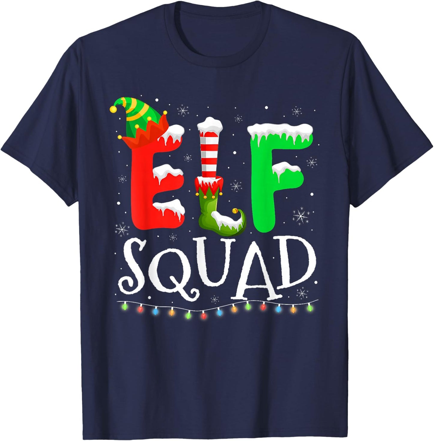 Elf Squad Funny Elf Family Christmas Matching Pajamas Xmas T-Shirt - T-Shirt | Navy
