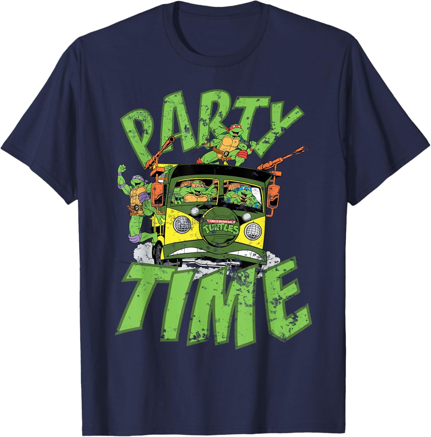 Teenage Mutant Ninja Turtles Gang Retro Party Wagon T-Shirt - T-Shirt | Navy