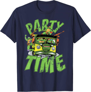 Teenage Mutant Ninja Turtles Gang Retro Party Wagon T-Shirt - T-Shirt | Navy