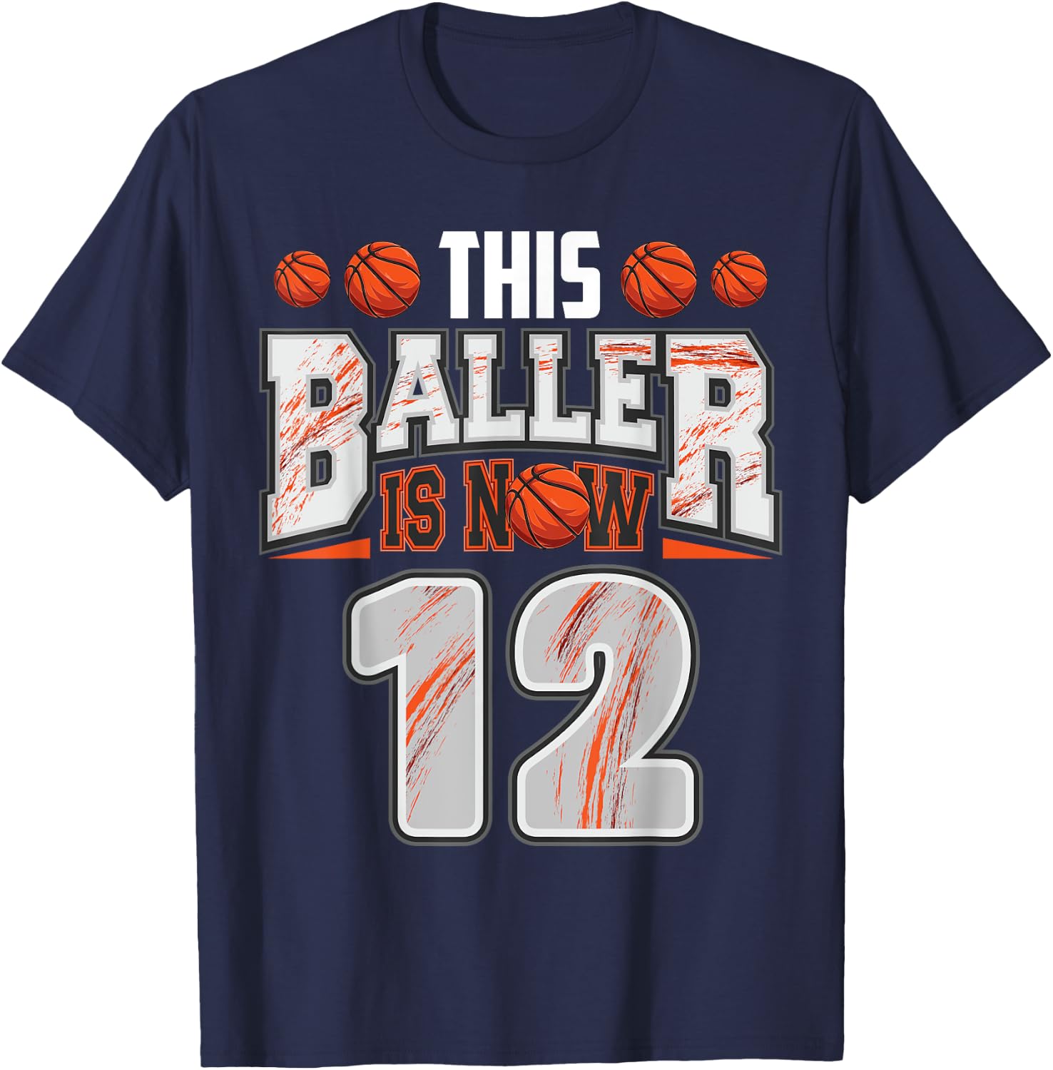 Basketball player 12 Years Old Boy Basketball 12th Birthday T-Shirt - T-Shirt | Navy