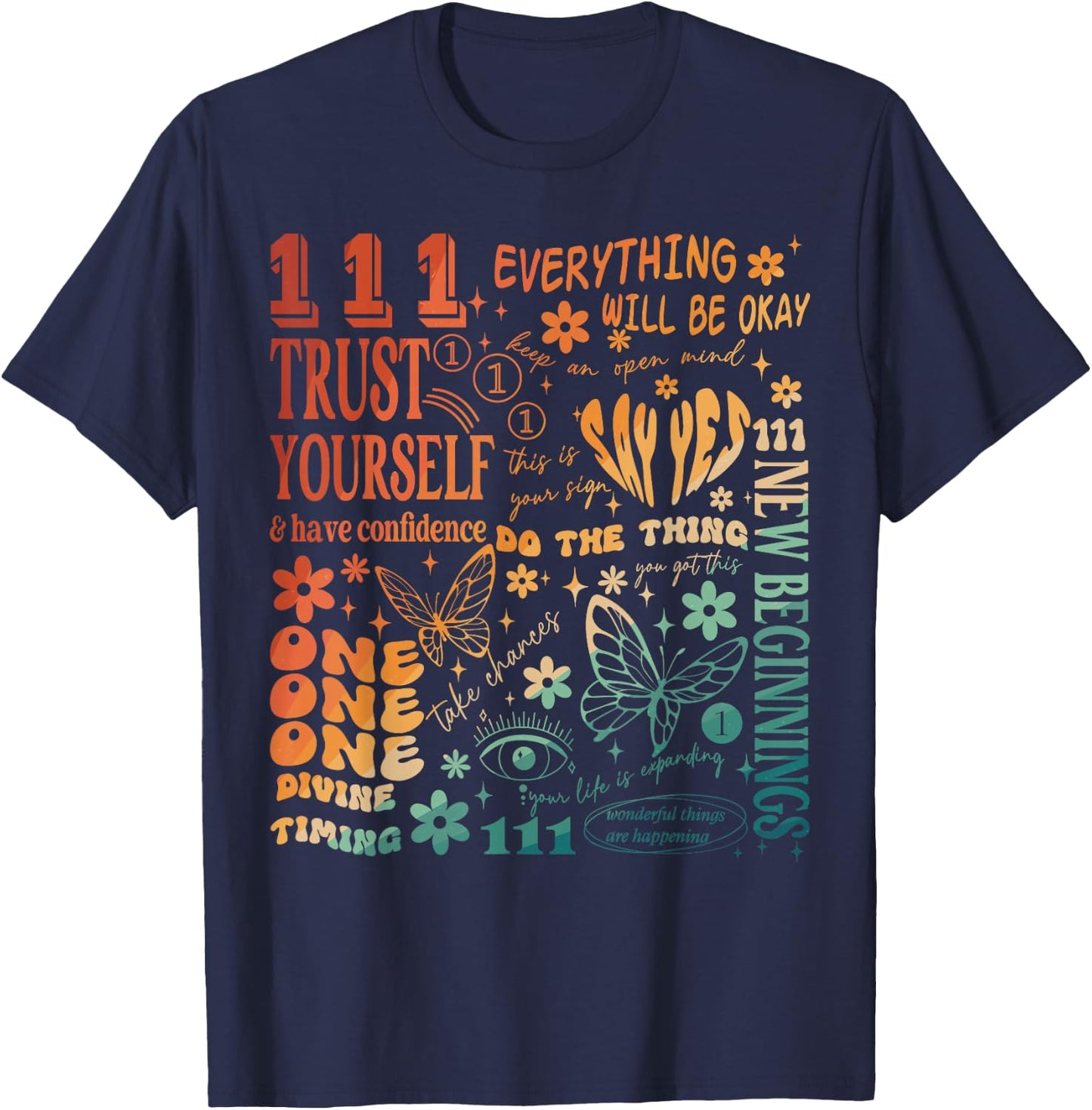 Numerology Personal Number New Beginnings 111 Angel Number T-Shirt - T-Shirt | Navy