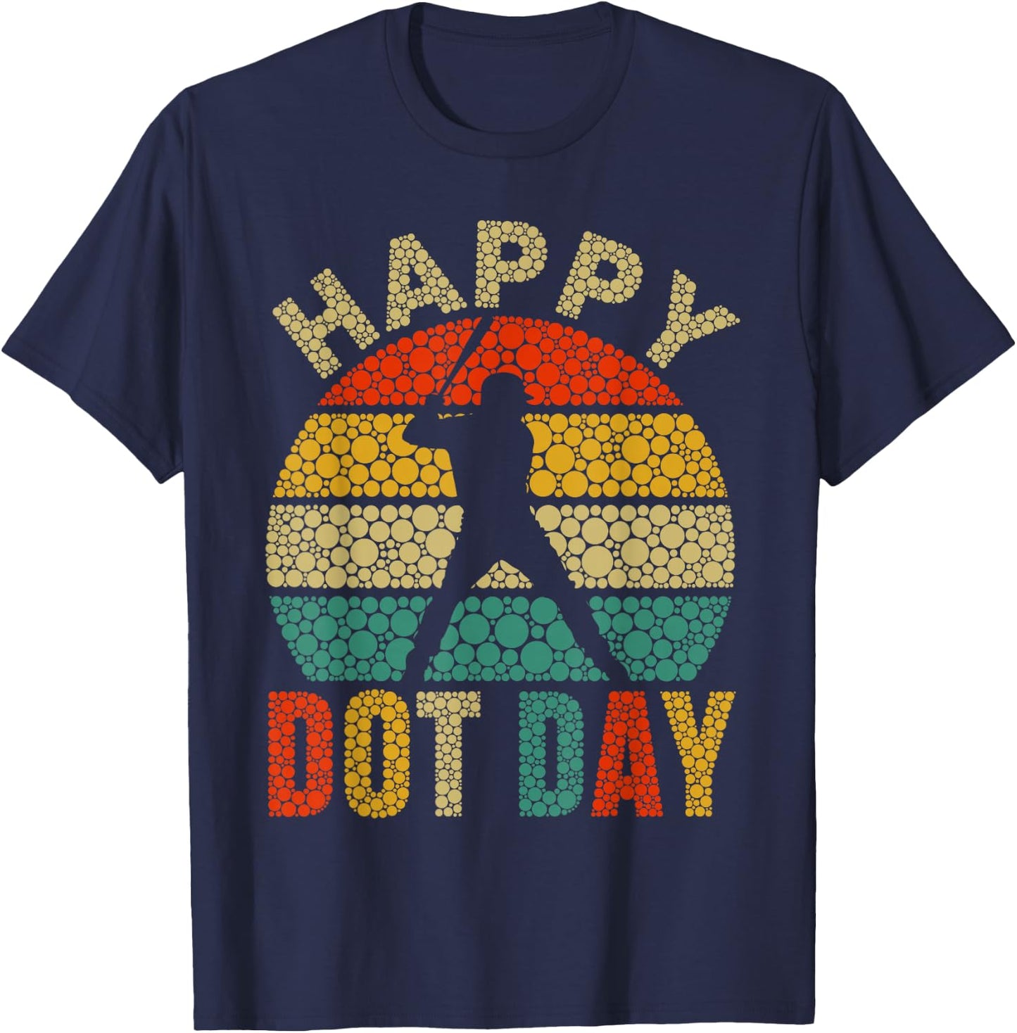Vintage Baseball Player Polka Dot Happy Dot Day Kids Boys T-Shirt - T-Shirt | Navy