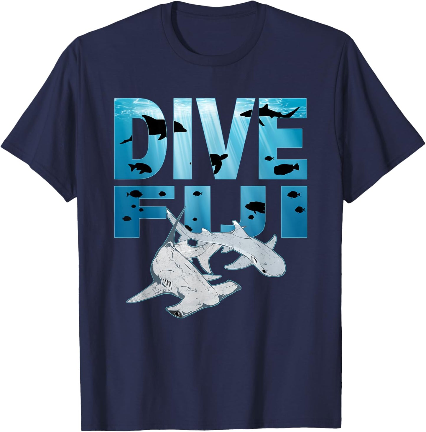 Hammerhead Shark and Whitetip Dive Fiji Hammerhead T-Shirt - T-Shirt | Navy
