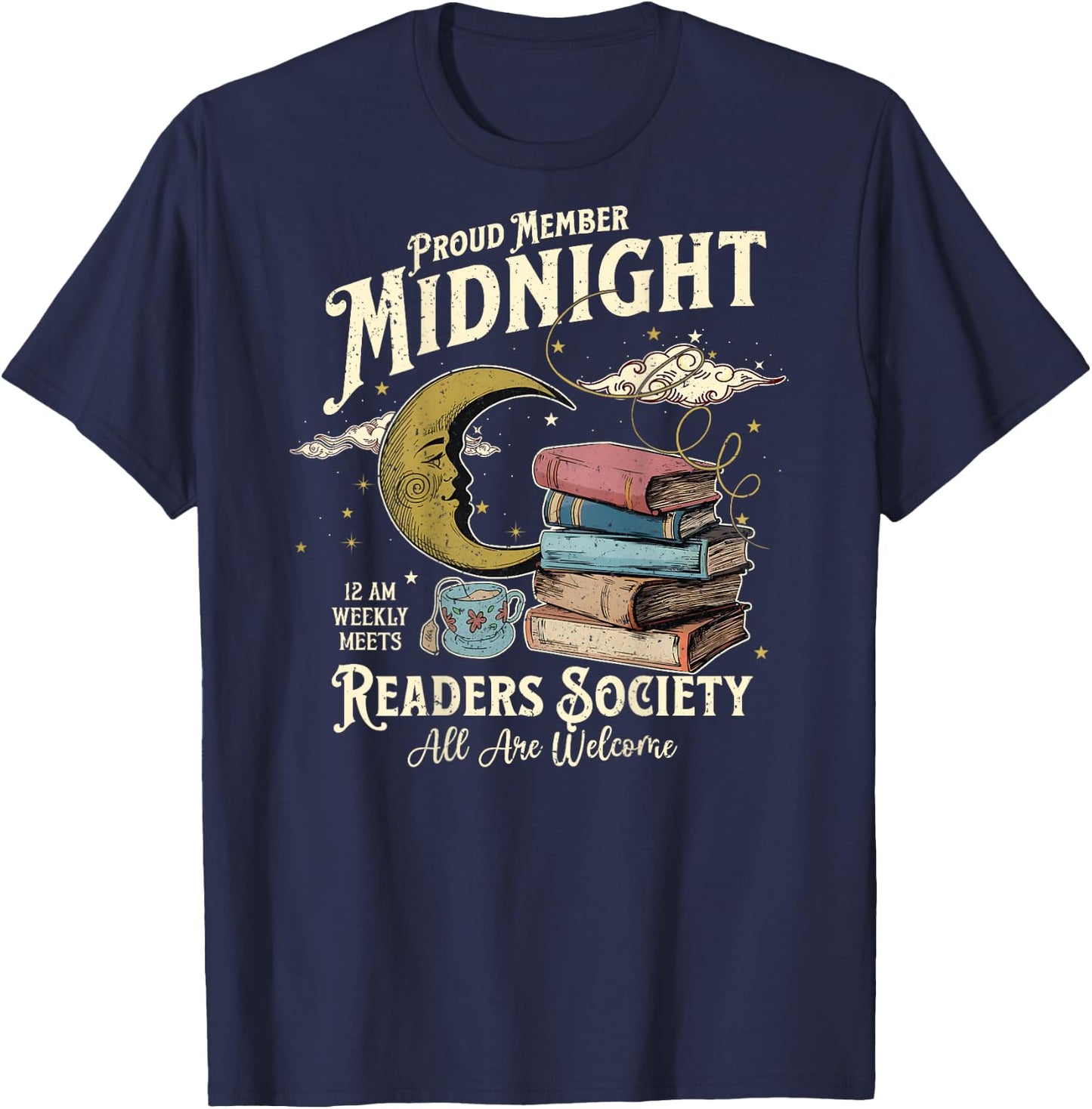 Proud Member Midnight Readers Society T-Shirt - T-Shirt | Navy