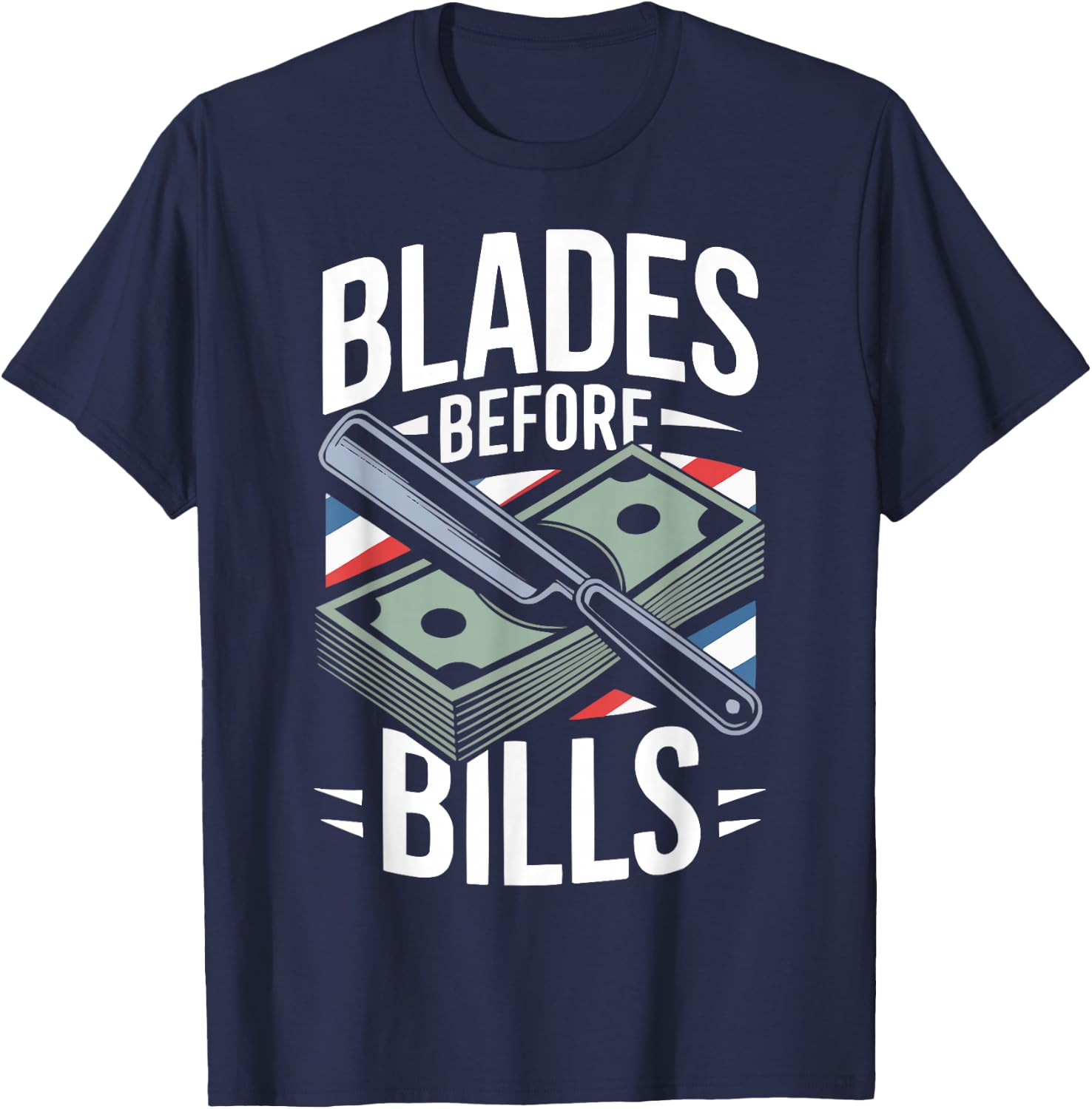 Barber Scissors Haircut Barbershop Hairstylist Hairdresser T-Shirt - T-Shirt | Navy