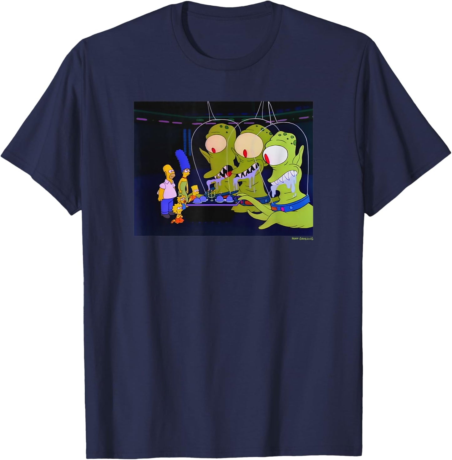 The Simpsons Treehouse Of Horror Alien Halloween V-2 T-Shirt - T-Shirt | Navy