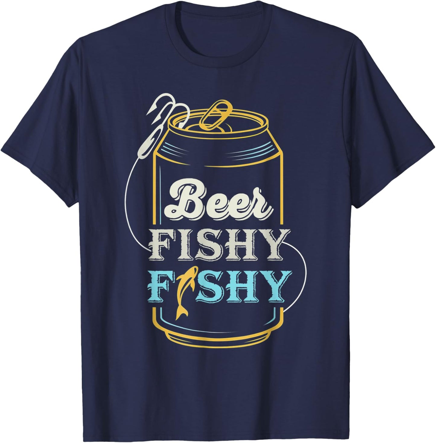 Beer Fishy Funny Fish Fisherman Fishing Lovers T-Shirt - T-Shirt | Navy