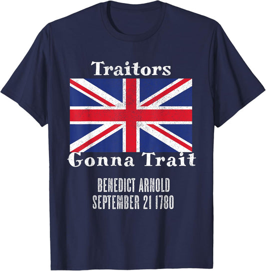 Distressed Benedict Arnold Traitors Gonna Trait British Flag T-Shirt - T-Shirt | Navy
