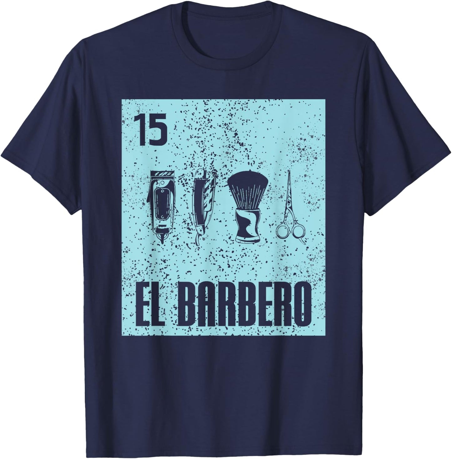 Cool Mexican El Barbero Hairdressers Distressed Barber Cards T-Shirt - T-Shirt | Navy