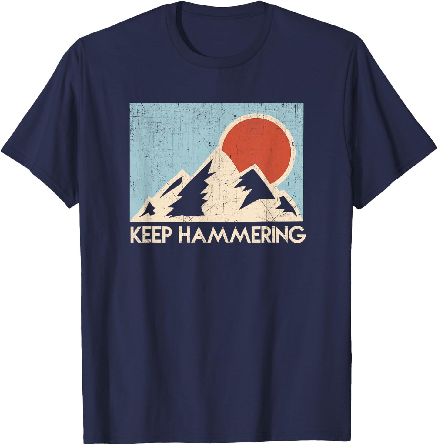 Keep Hammering Mountain Sun Trail Runner T-Shirt - T-Shirt | Navy