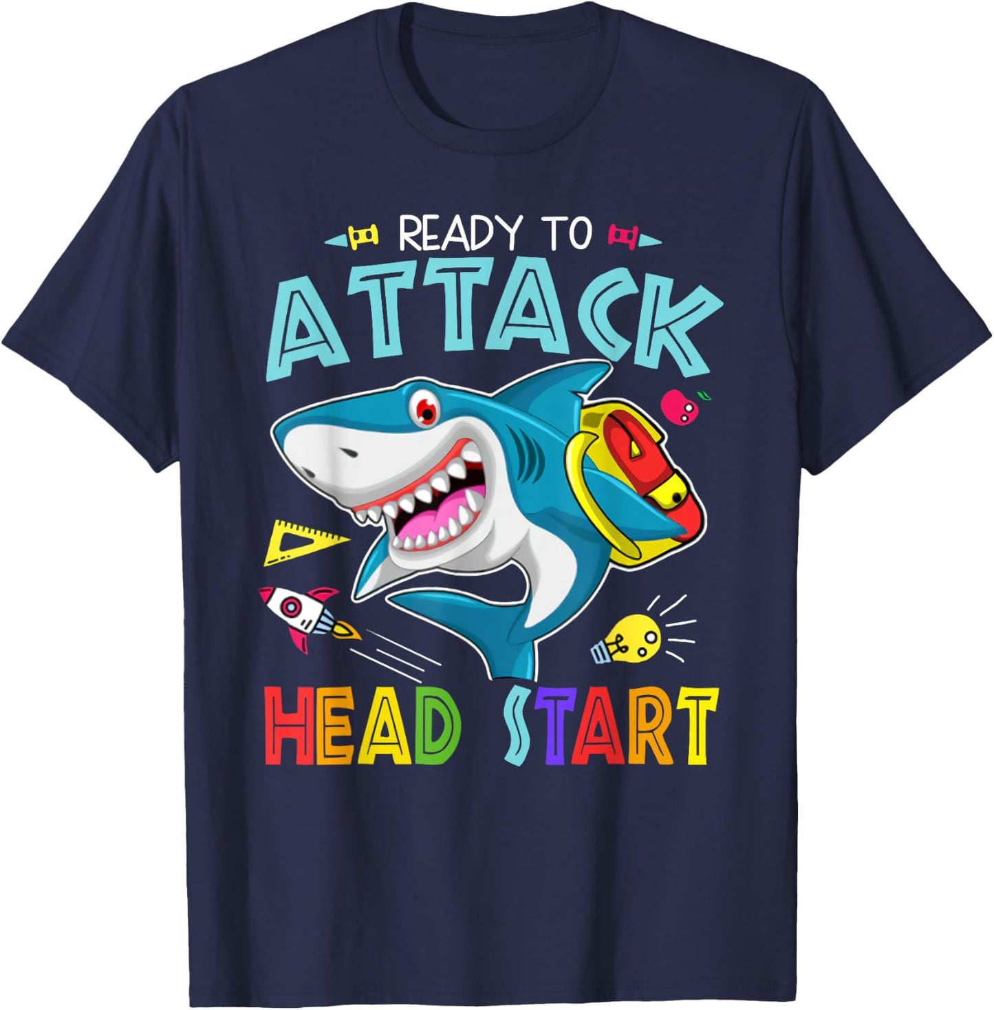 Ready To Attack Head Start Boy Back To School Sea Animal T-Shirt - T-Shirt | Navy