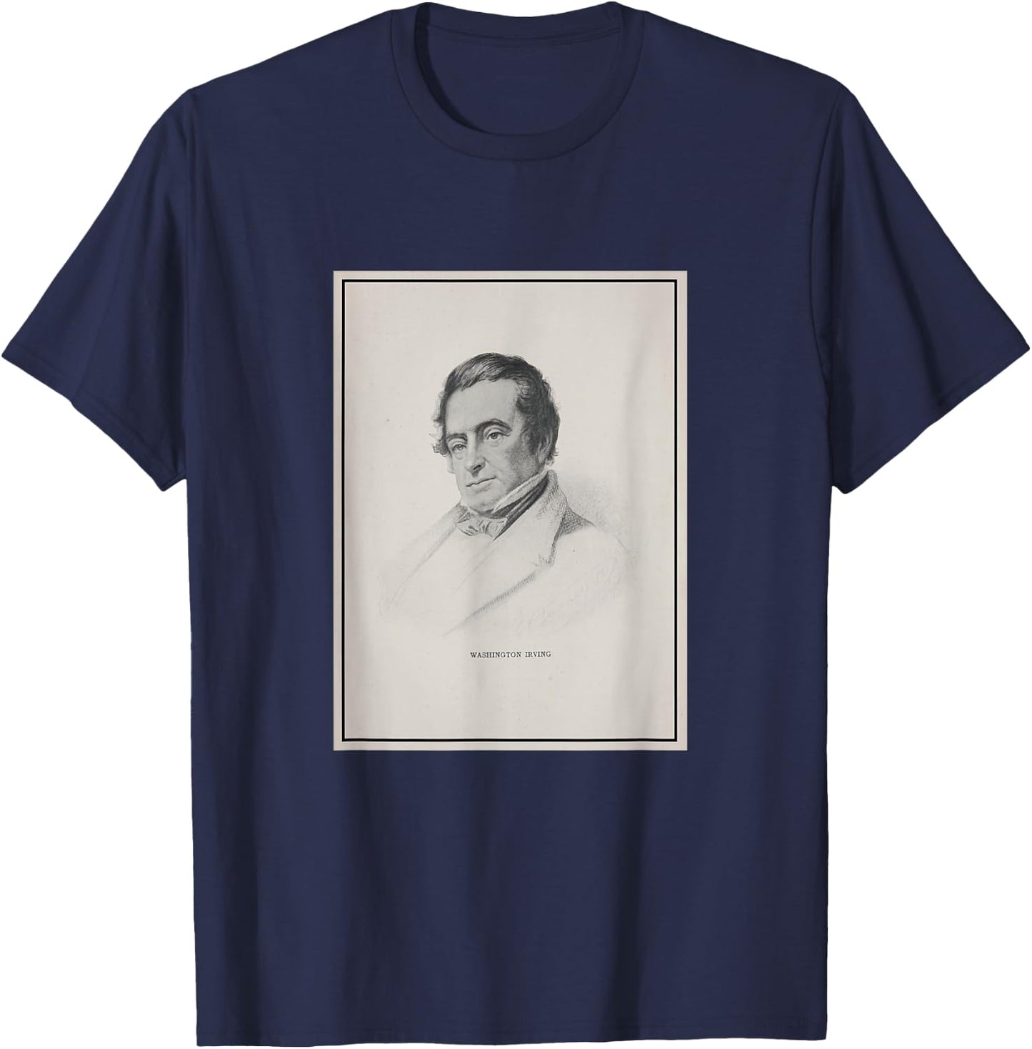 Washington Irving Vintage Portrait (1922) T-Shirt - T-Shirt | Navy
