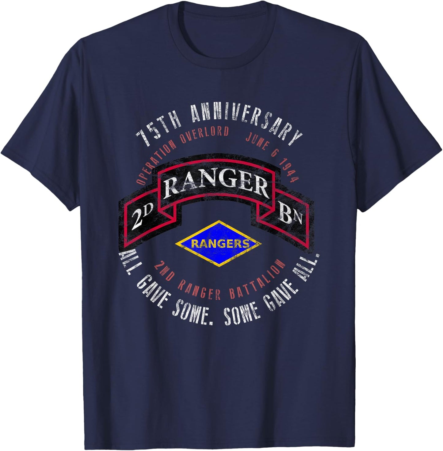 D-Day 75th Anniversary 2nd Ranger Bn. WWII Vintage T-Shirt - T-Shirt | Navy