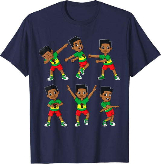 Dancing Black King Juneteenth Dance Challenge Boys Kids Teen T-Shirt - T-Shirt | Navy