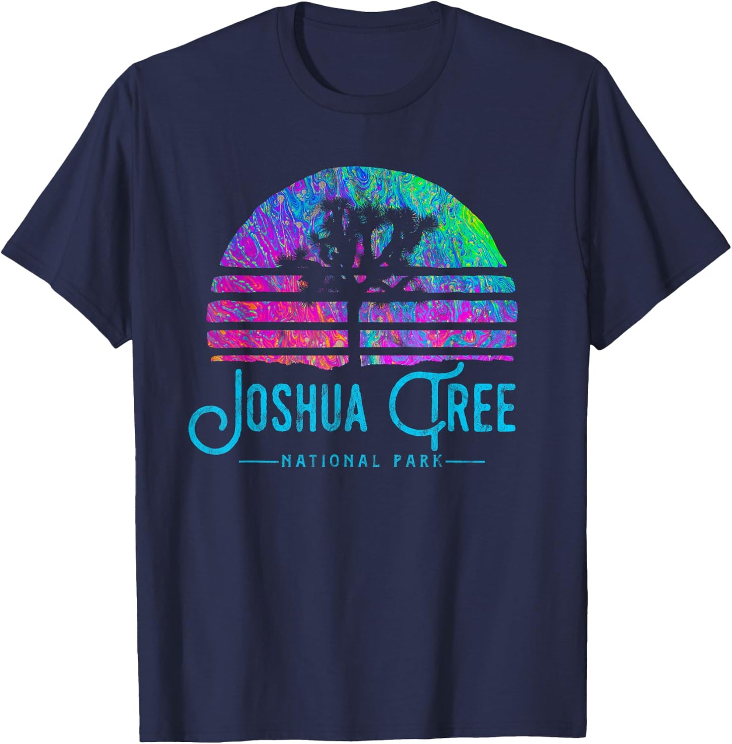 Joshua Tree National Park Psychedelic Festival Vibe Graphic T-Shirt - T-Shirt | Navy