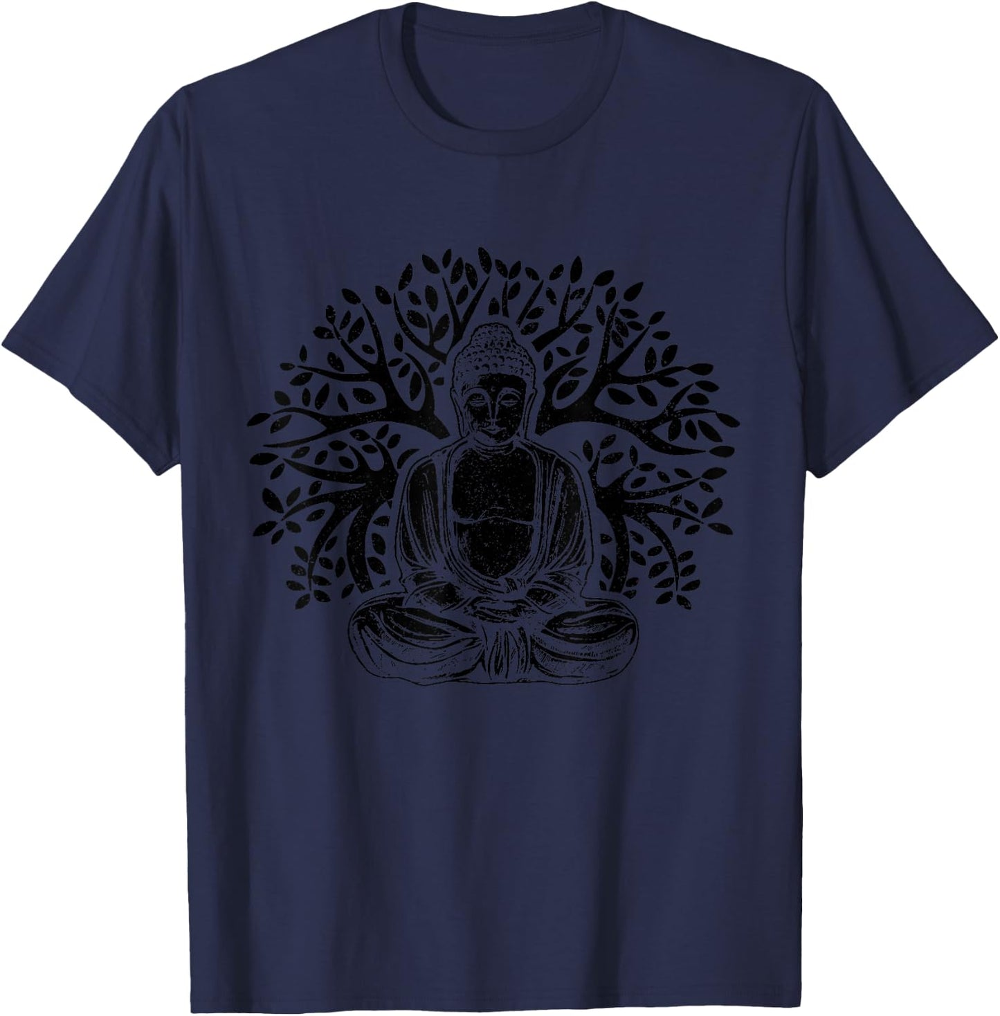 Buddha Tree Meditation Yoga Zen Buddhism Yogi Buddhist T-Shirt - T-Shirt | Navy