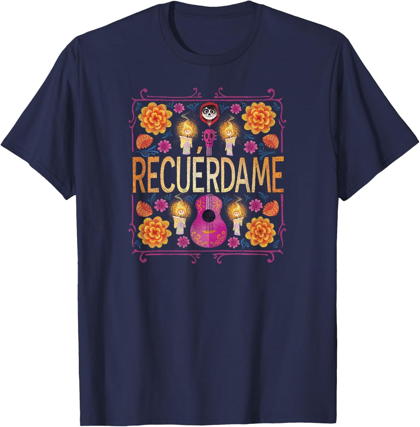 Disney Pixar Coco Recuerdame Needle Point T-Shirt - T-Shirt | Navy