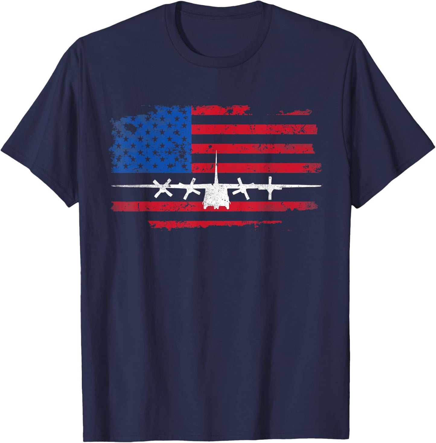 Vintage American Flag C-130 Military Plane Pilot T-Shirt - T-Shirt | Navy