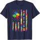 Autism Awareness Flag Shirts, American Flag Autism Dad Mom T-Shirt - T-Shirt | Navy