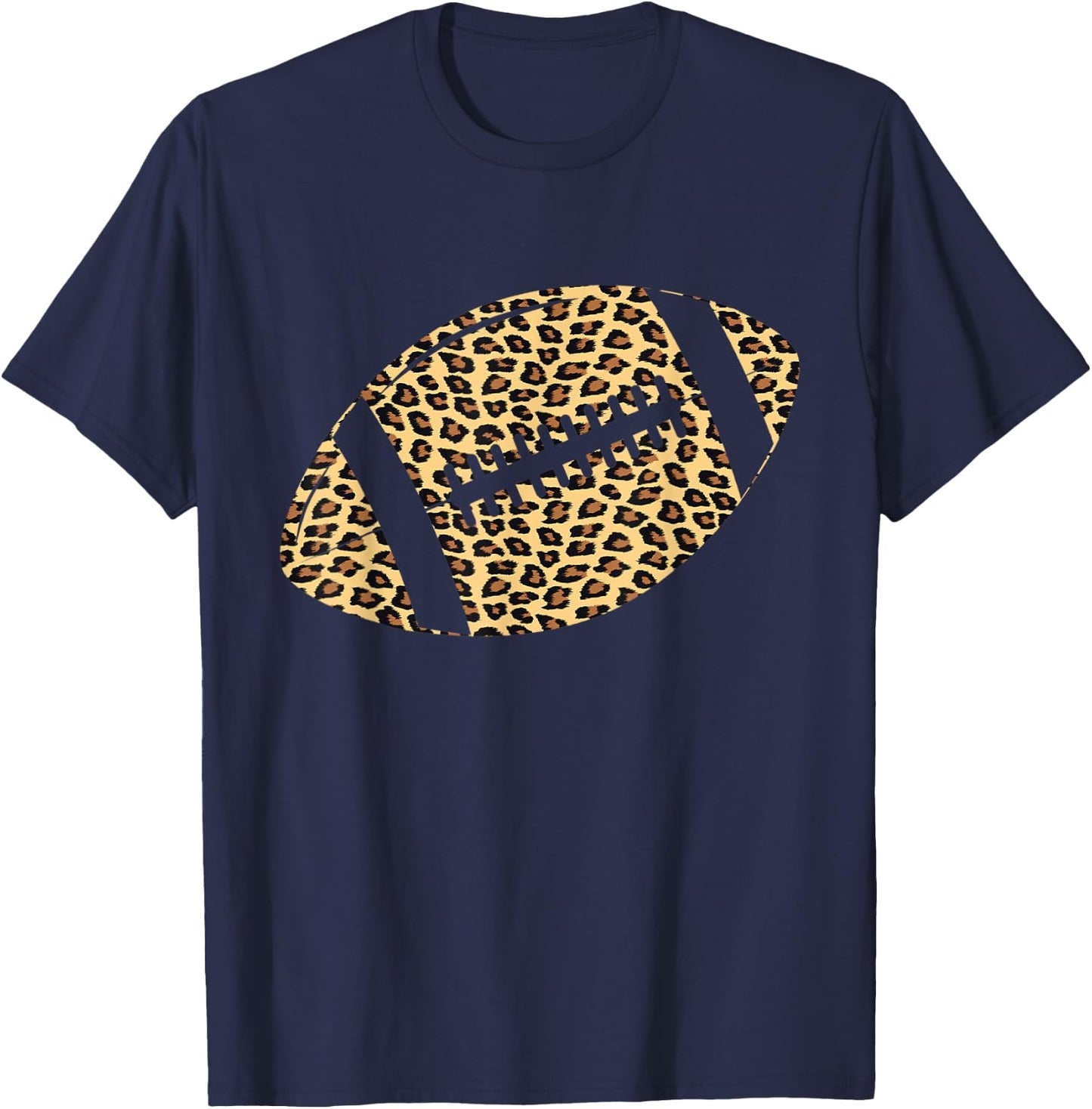American Football Leopard Print Wild Animal Safari T-Shirt - T-Shirt | Navy