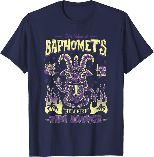 Baphomet Tiki Lounge - Goth - Surfing Holiday T-Shirt - T-Shirt | Navy