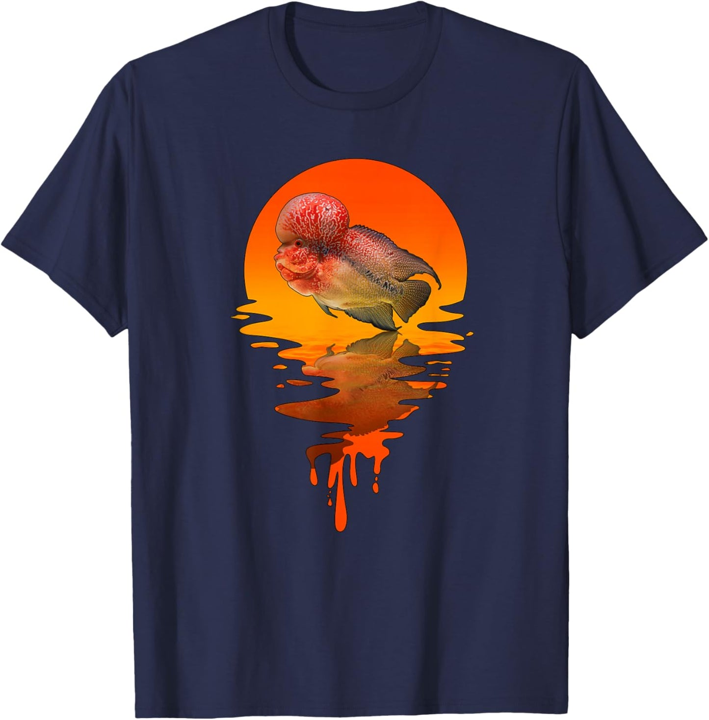 Vintage Retro Style Flowerhorn T-Shirt - T-Shirt | Navy