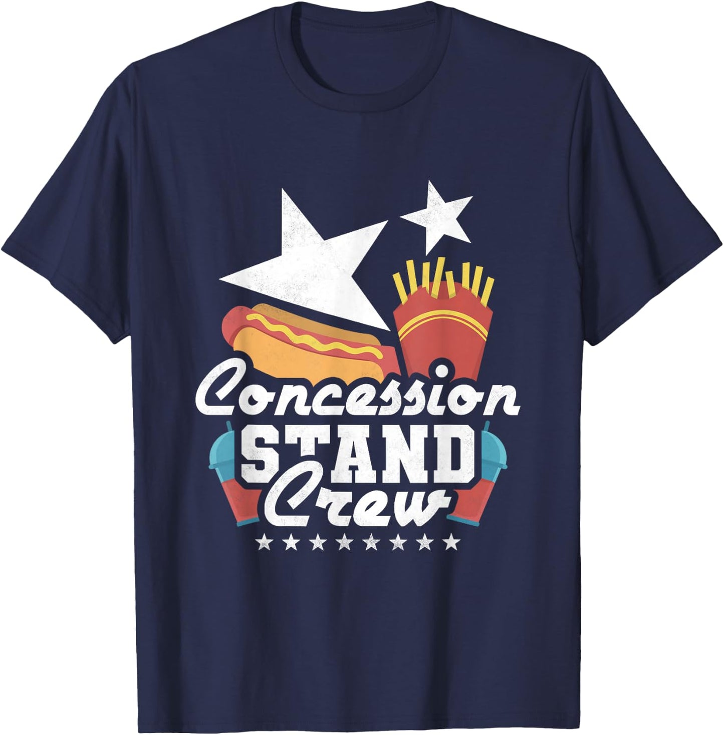 Concession Stand Crew, BBQ Hot Dog T-Shirt - T-Shirt | Navy
